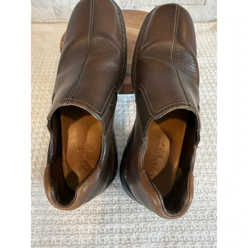 Men's Cole Haan Zeno Brown Leather Slip On Split Toe Loafers Size 8.5M